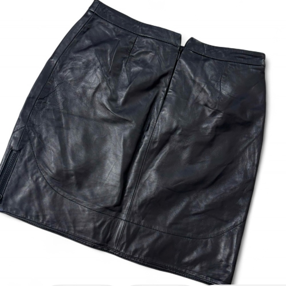 Black Leather Mini Skirt - Picture 3 of 4